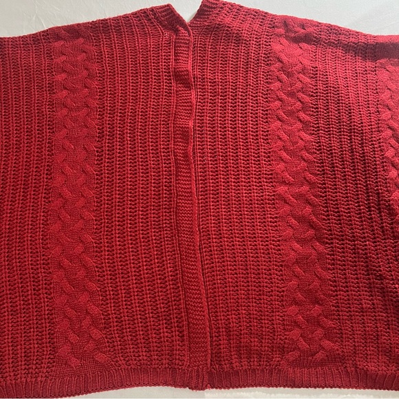 &Merci Oversized Red- Burgundy Cardigan Knitted Sweater 3/4 Sleeves Size S/M - Picture 8 of 16